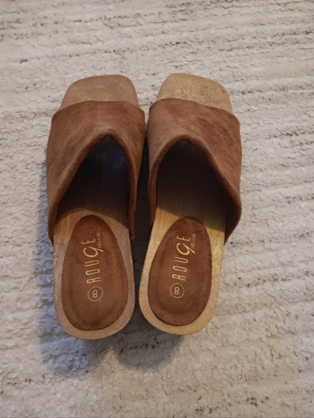 Rouge  Brown Suede Slide Clogs 8